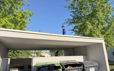 Kinder vom Dach einer Müllinsel gerettet